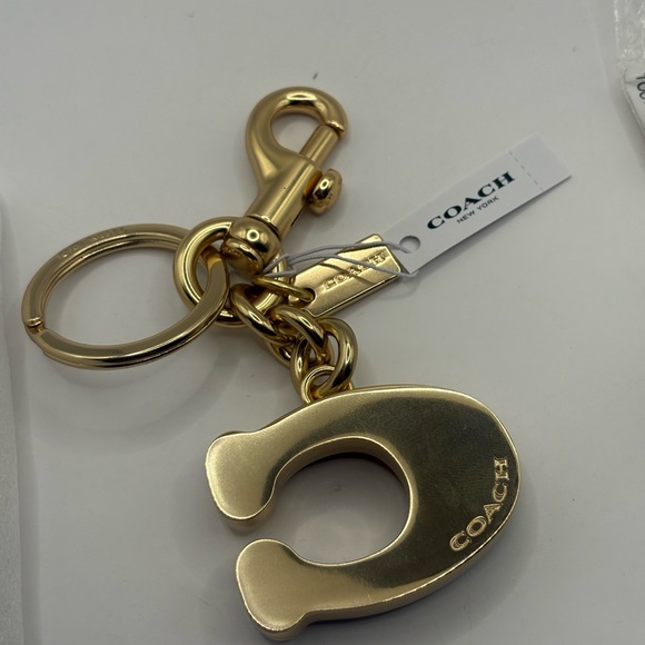 NWT RARE Coach Rainbow Pride 3D Signature C Bag Charm Keychain Key Fob Gold - Picture 3 of 3